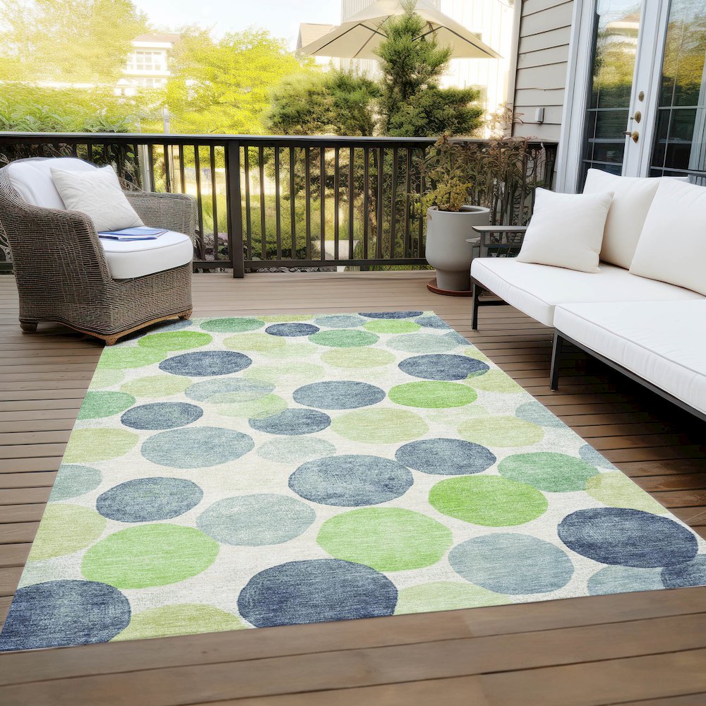 Machine Washable Indoor/Outdoor Chantille Navy 10' x 14' Rug. Picture 8