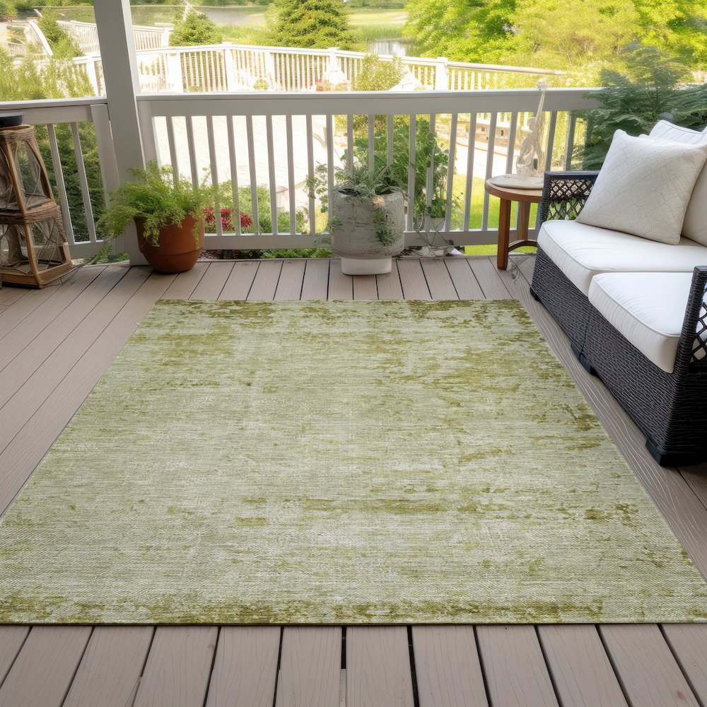 Machine Washable Indoor/Outdoor Chantille Aloe 10' x 14' Rug. Picture 8