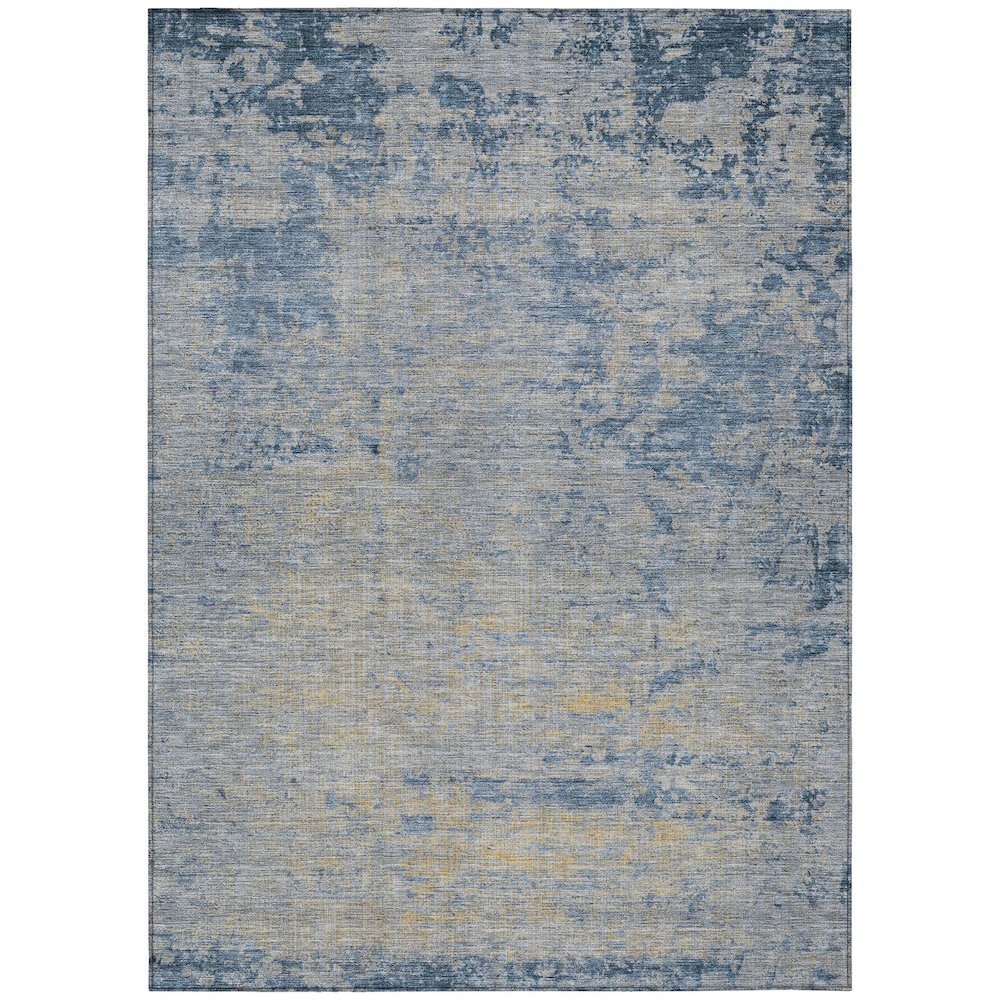 Machine Washable Indoor/Outdoor Chantille Navy 10' x 14' Rug. Picture 1