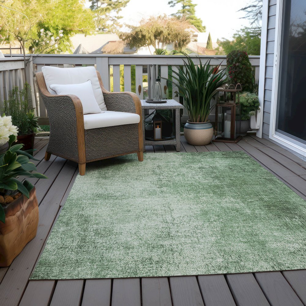 Machine Washable Indoor/Outdoor Chantille Green 10' x 14' Rug. Picture 7