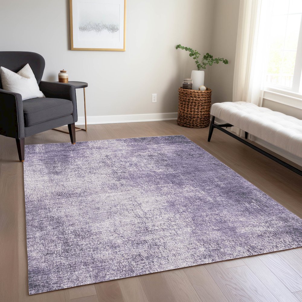 Machine Washable Indoor/Outdoor Chantille Lavender 10' x 14' Rug. Picture 6