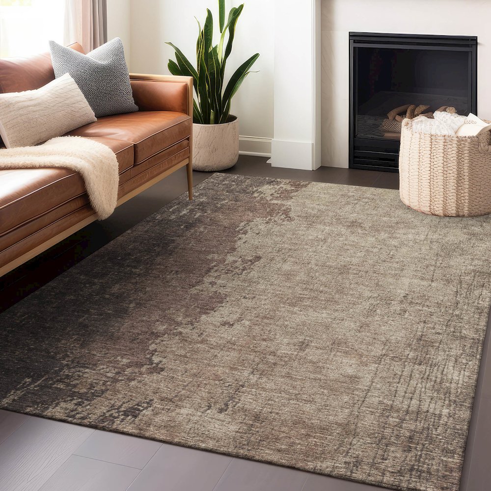 Machine Washable Indoor/Outdoor Chantille Chocolate 10' x 14' Rug. Picture 5