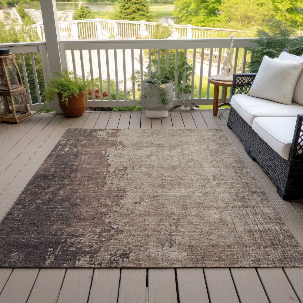 Machine Washable Indoor/Outdoor Chantille Chocolate 10' x 14' Rug. Picture 8