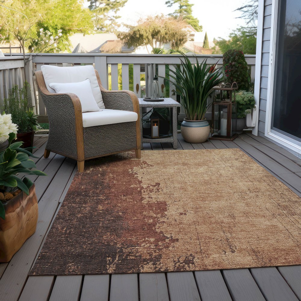 Machine Washable Indoor/Outdoor Chantille Paprika 10' x 14' Rug. Picture 7