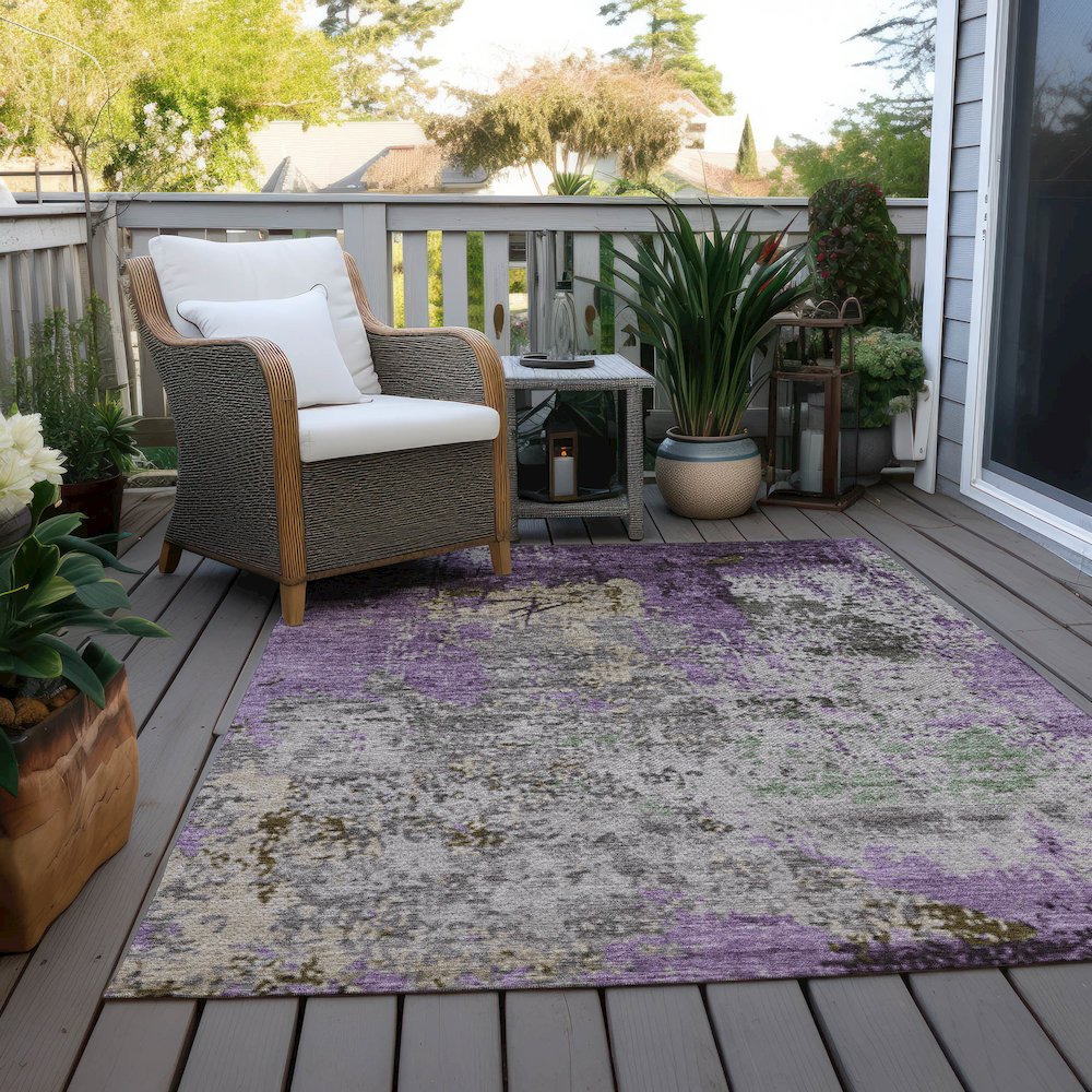 Machine Washable Indoor/Outdoor Chantille Lavender 10' x 14' Rug. Picture 7