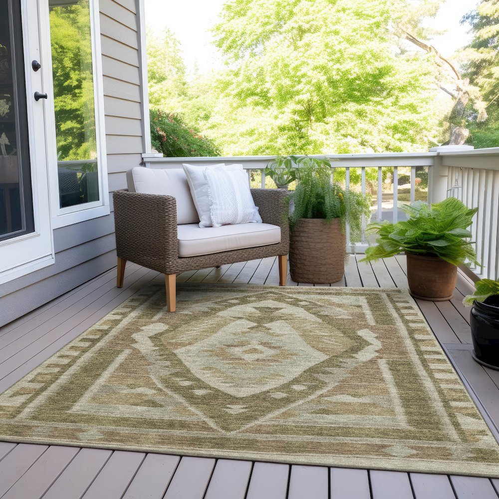 Machine Washable Indoor/Outdoor Chantille Linen 10' x 14' Rug. Picture 8