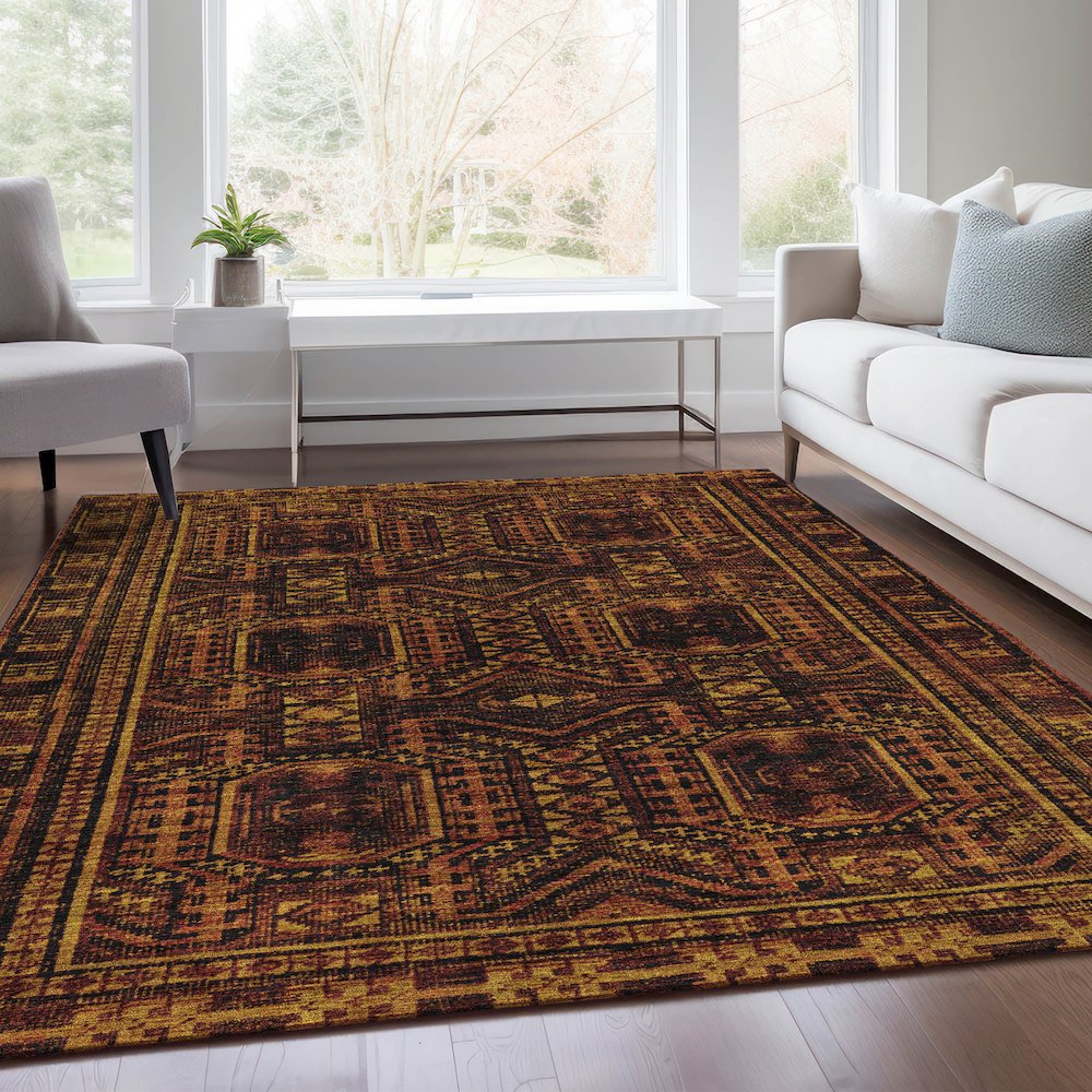 Machine Washable Indoor/Outdoor Chantille Paprika 10' x 14' Rug. Picture 6