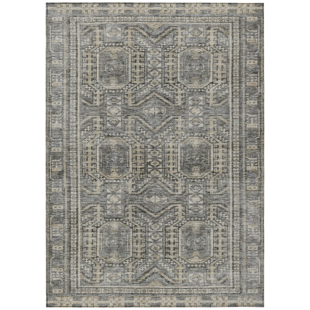 Machine Washable Indoor/Outdoor Chantille Pewter 10' x 14' Rug. Picture 1