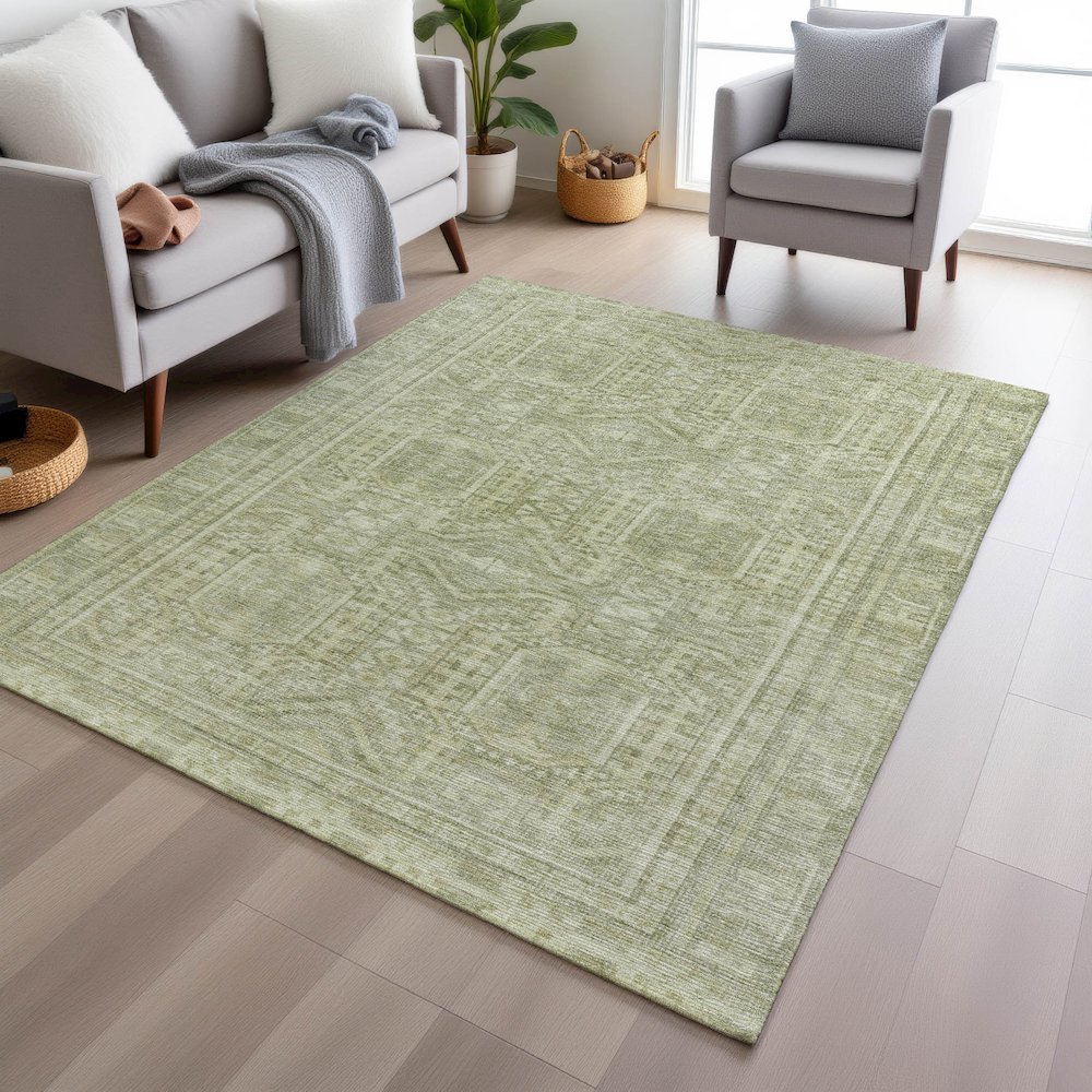Machine Washable Indoor/Outdoor Chantille Sage 10' x 14' Rug. Picture 5