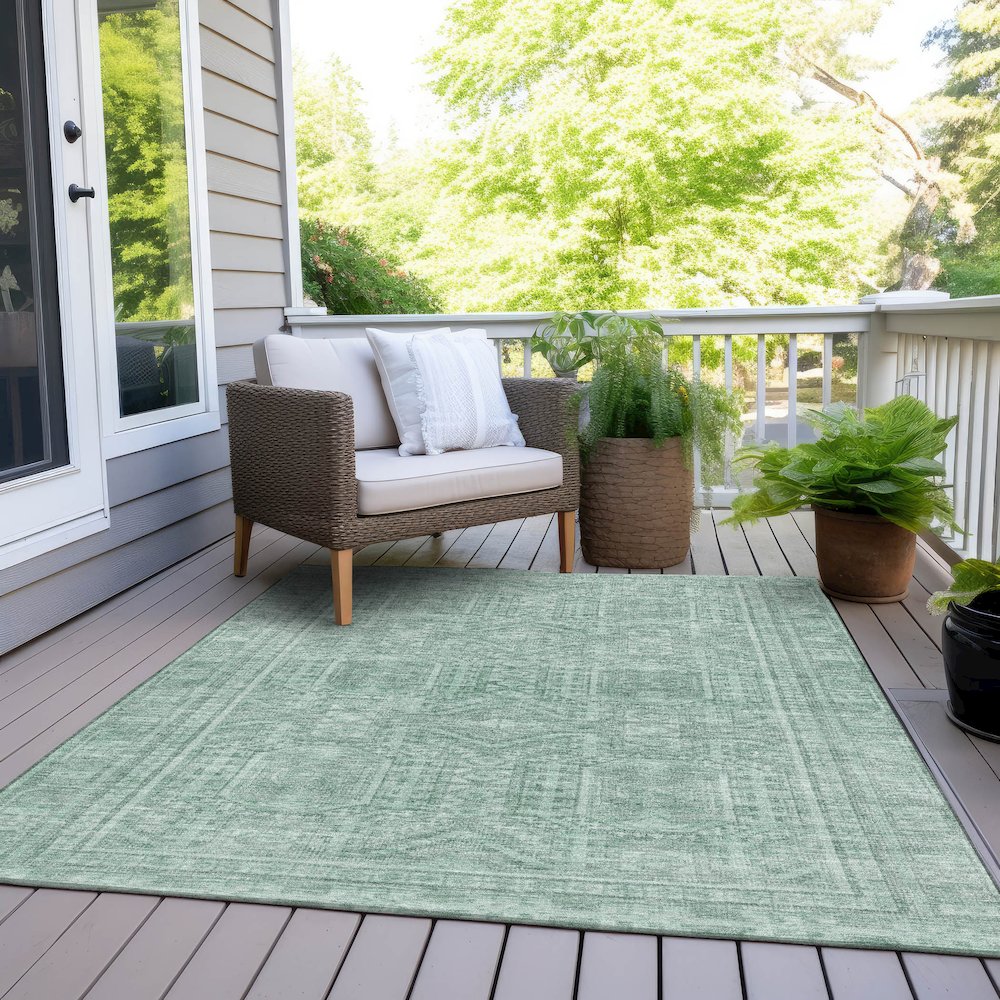 Machine Washable Indoor/Outdoor Chantille Teal 10' x 14' Rug. Picture 8