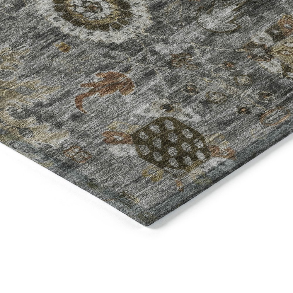Machine Washable Indoor/Outdoor Chantille Pewter 8' x 8' Round Rug. Picture 3