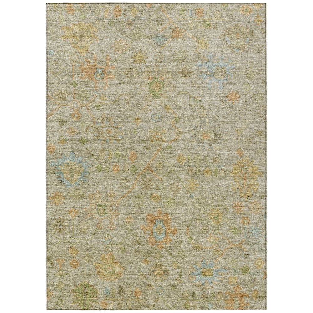 Machine Washable Indoor/Outdoor Chantille Khaki 10' x 14' Rug. Picture 1