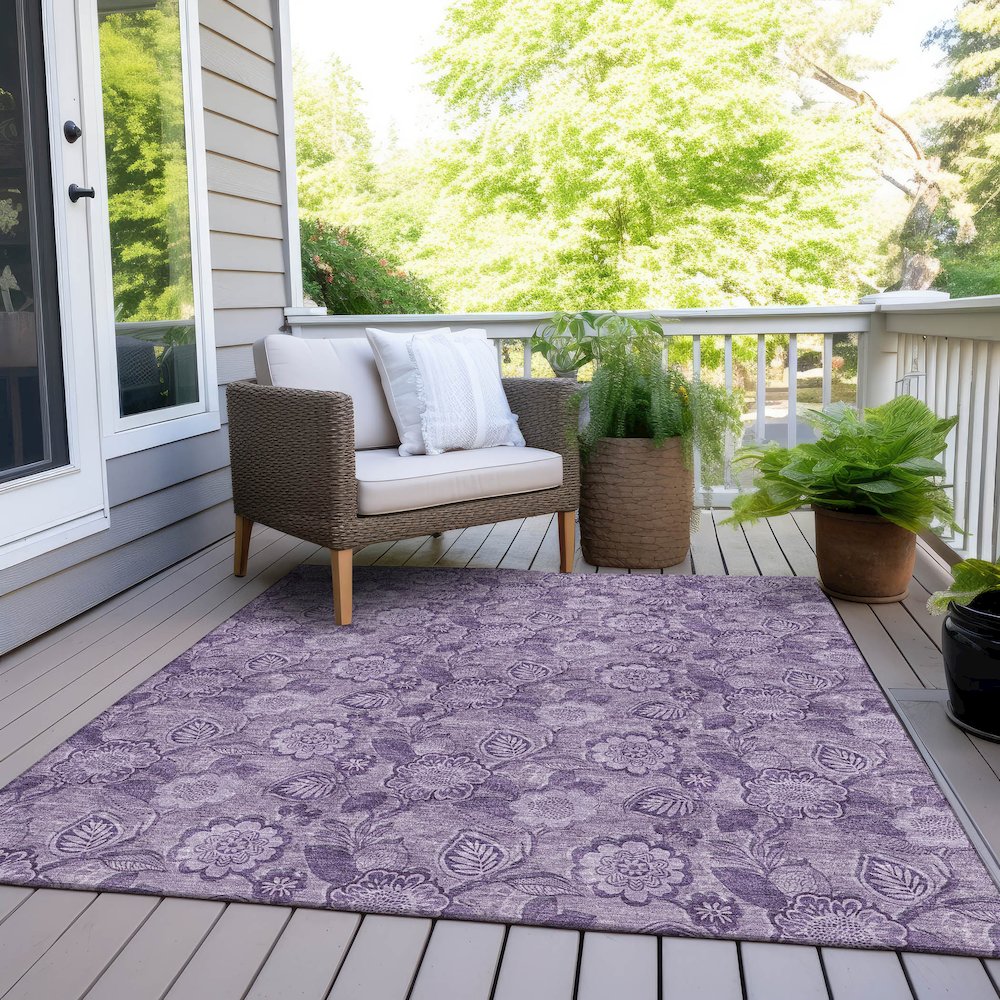 Machine Washable Indoor/Outdoor Chantille Plum 10' x 14' Rug. Picture 8