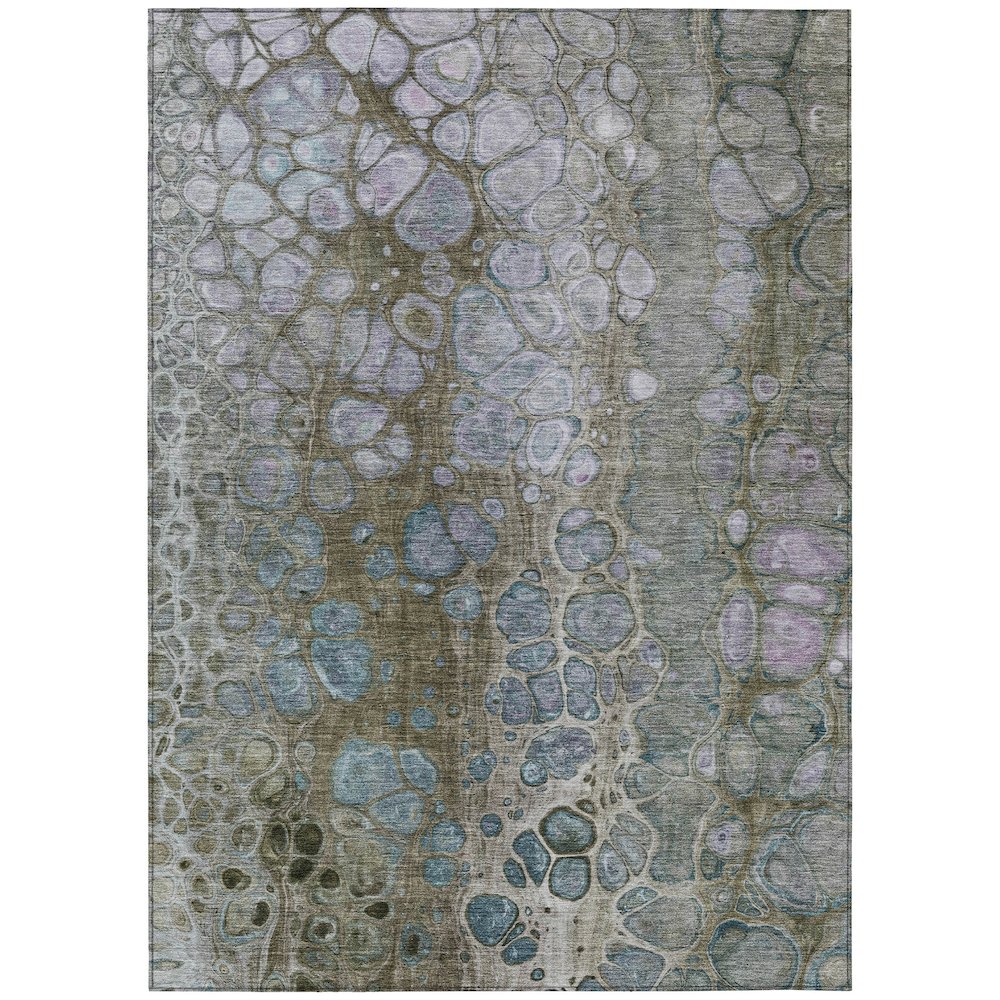 Machine Washable Indoor/Outdoor Chantille Brown 10' x 14' Rug. Picture 1