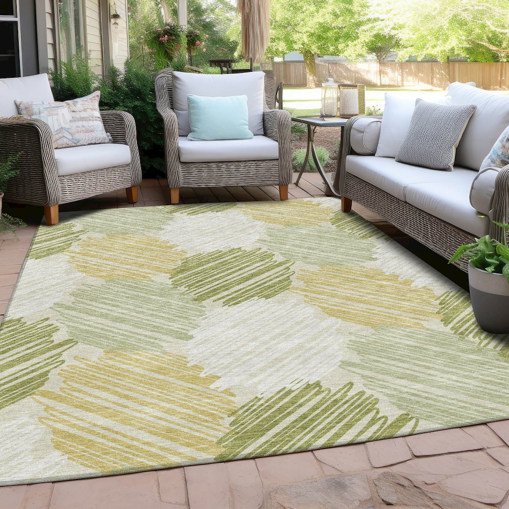 Machine Washable Indoor/Outdoor Chantille Green 10' x 14' Rug. Picture 7