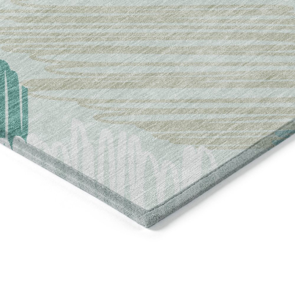 Machine Washable Indoor/Outdoor Chantille Teal 8' x 8' Round Rug. Picture 3