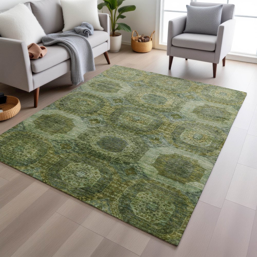 Machine Washable Indoor/Outdoor Chantille Aloe 10' x 14' Rug. Picture 5