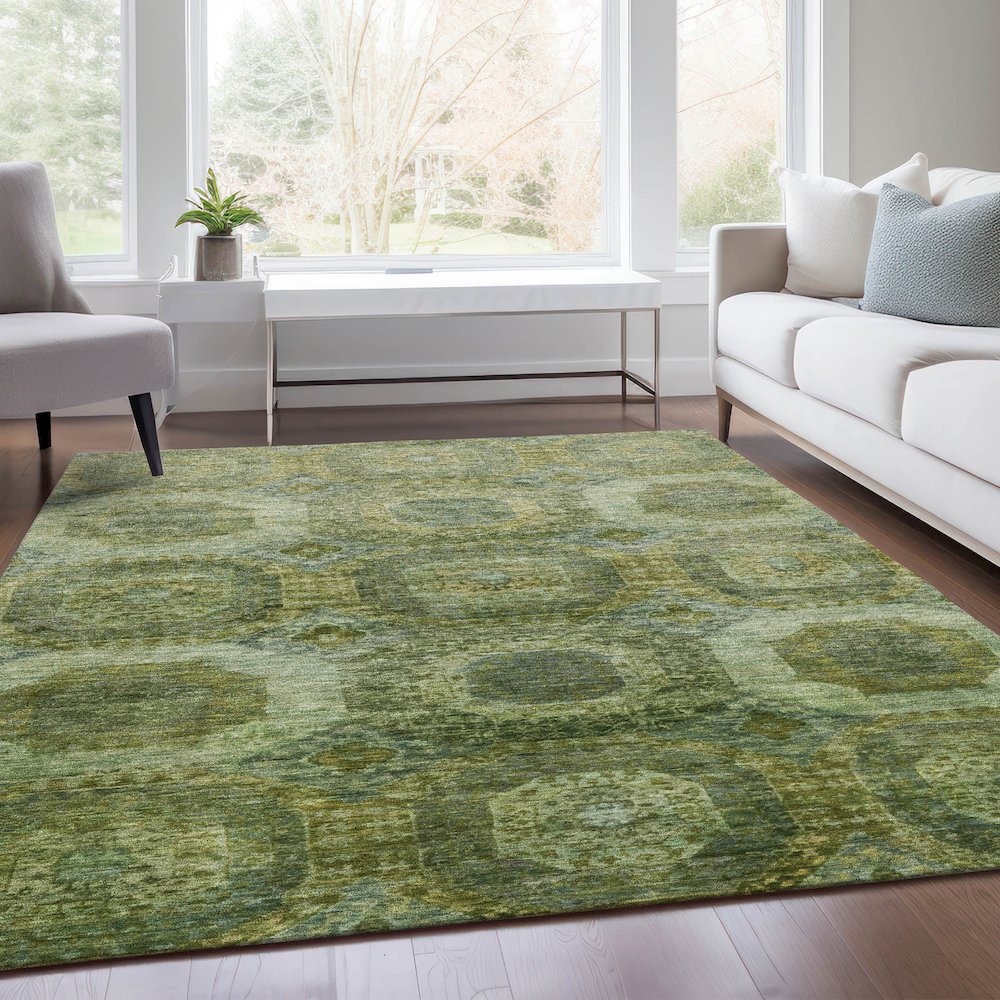 Machine Washable Indoor/Outdoor Chantille Aloe 10' x 14' Rug. Picture 6