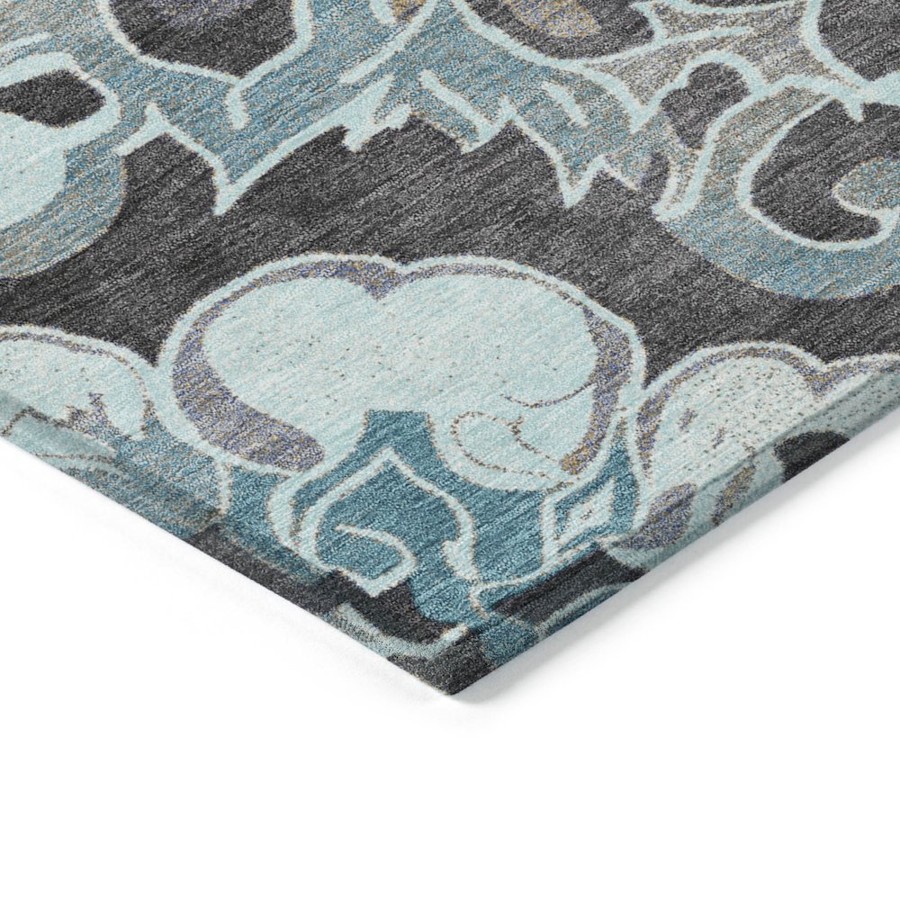 Machine Washable Indoor/Outdoor Chantille Teal 8' x 8' Round Rug. Picture 3