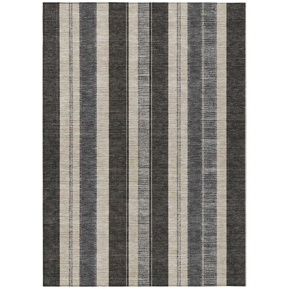 Machine Washable Indoor/Outdoor Chantille Black 10' x 14' Rug. Picture 1