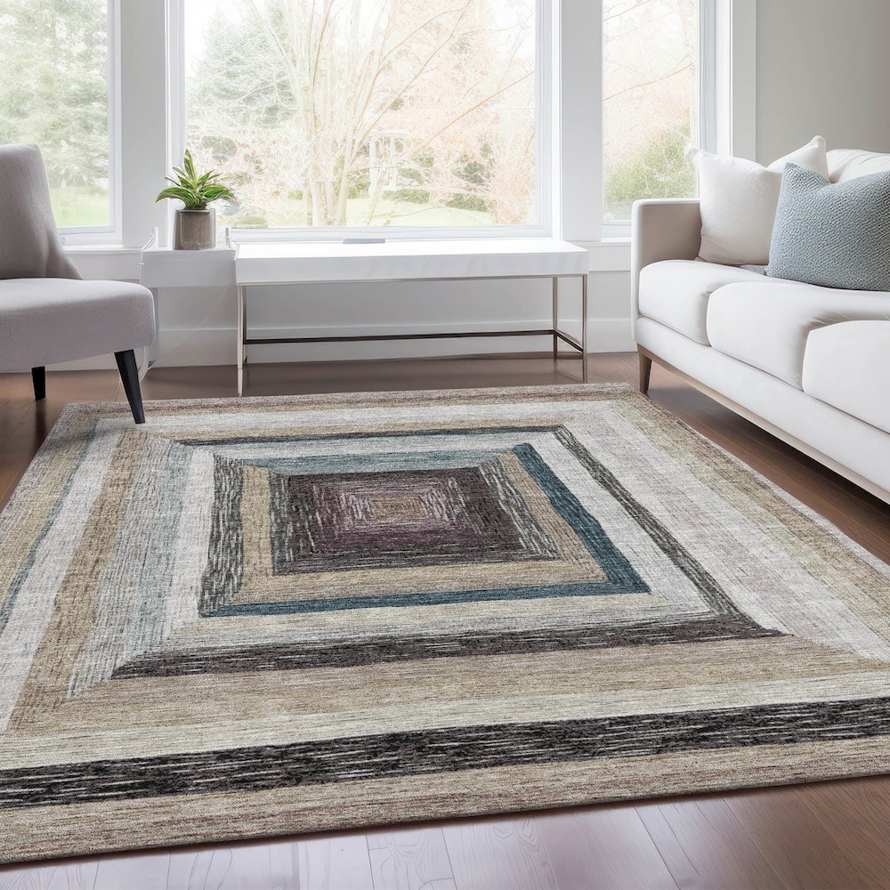 Machine Washable Indoor/Outdoor Chantille Beige 10' x 14' Rug. Picture 6