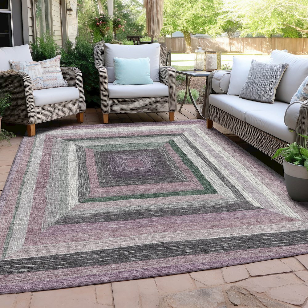 Machine Washable Indoor/Outdoor Chantille Blush 10' x 14' Rug. Picture 7