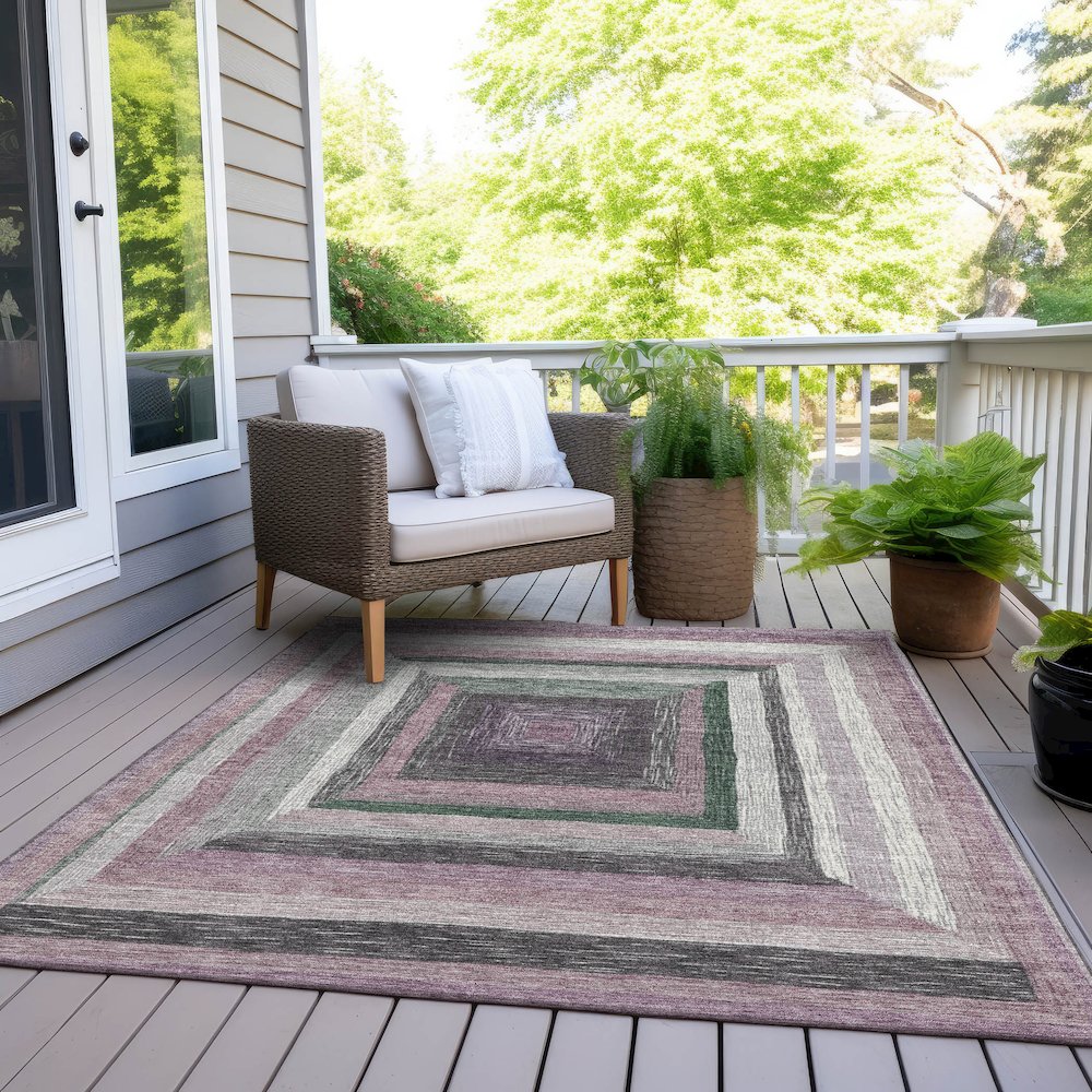 Machine Washable Indoor/Outdoor Chantille Blush 10' x 14' Rug. Picture 8