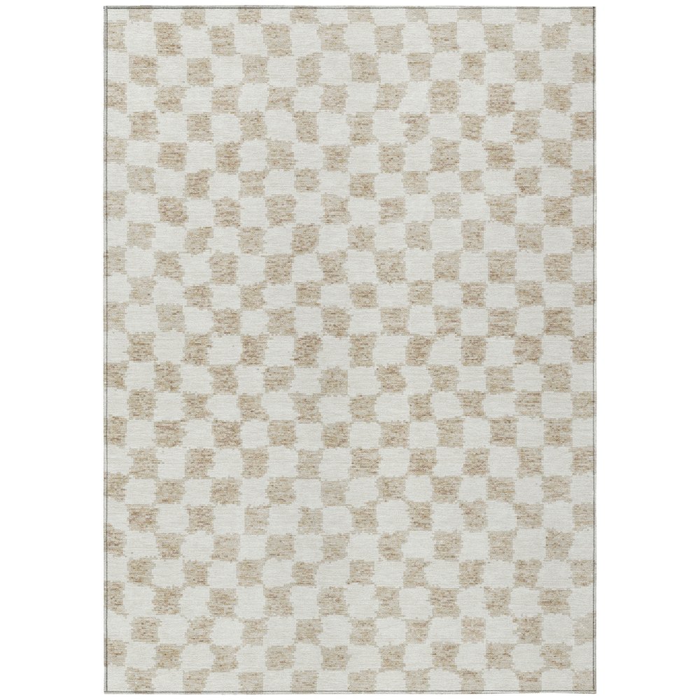 Machine Washable Indoor/Outdoor Chantille Beige 10' x 14' Rug. Picture 1