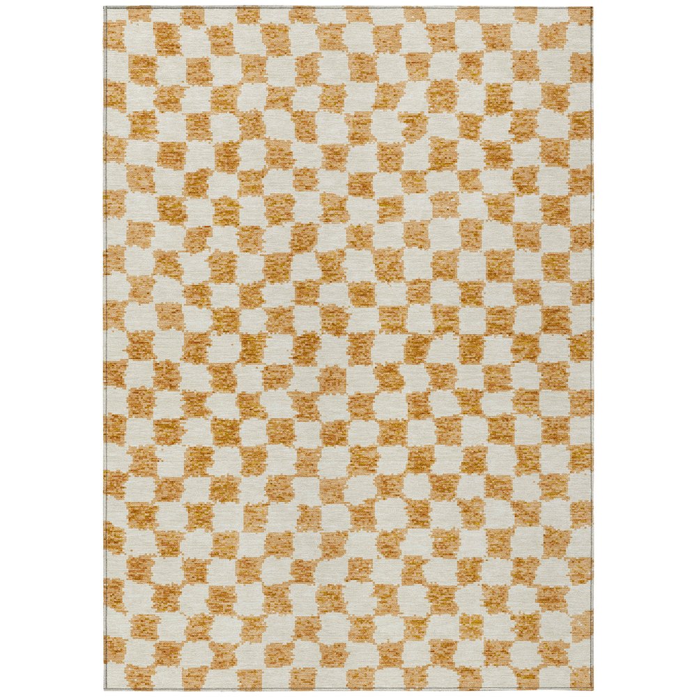 Machine Washable Indoor/Outdoor Chantille Orange 10' x 14' Rug. Picture 1