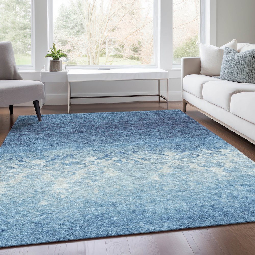 Machine Washable Indoor/Outdoor Chantille Denim 10' x 14' Rug. Picture 6