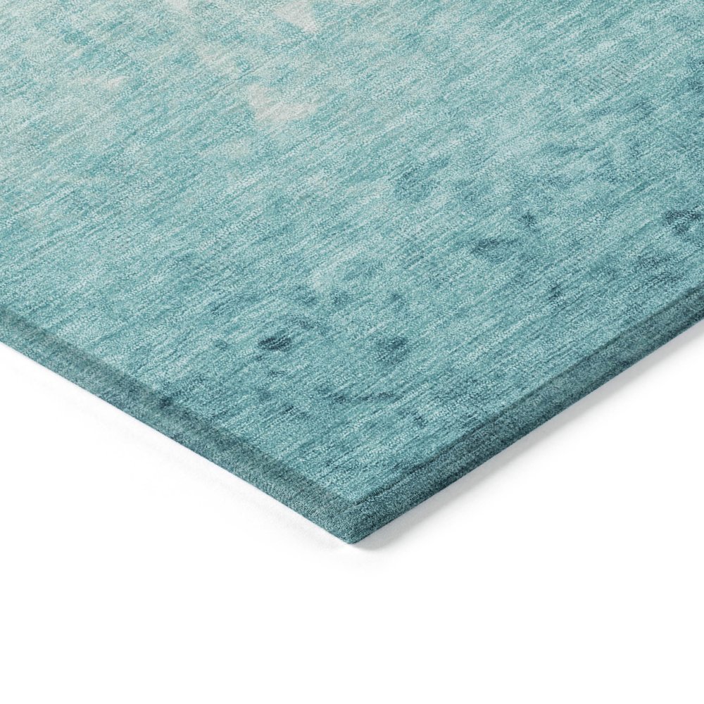 Machine Washable Indoor/Outdoor Chantille Teal 8' x 8' Round Rug. Picture 3