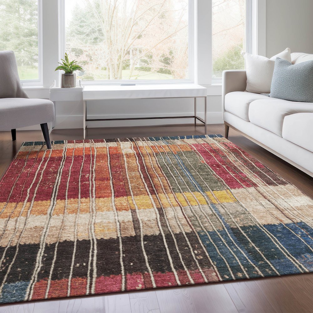 Machine Washable Indoor/Outdoor Chantille Beige 10' x 14' Rug. Picture 6