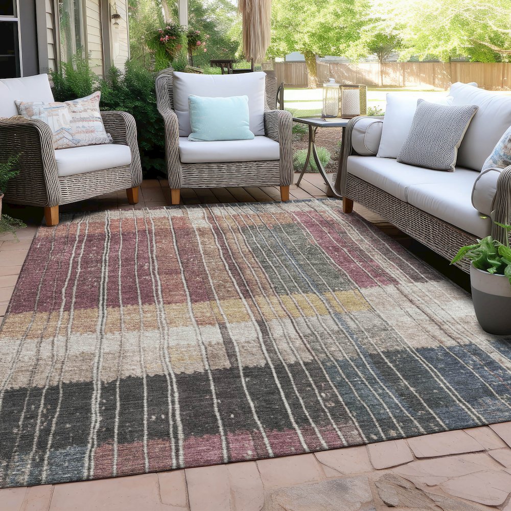 Machine Washable Indoor/Outdoor Chantille Mauve 10' x 14' Rug. Picture 7
