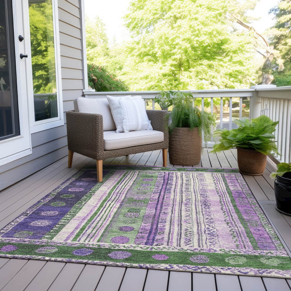 Machine Washable Indoor/Outdoor Chantille Green 10' x 14' Rug. Picture 8