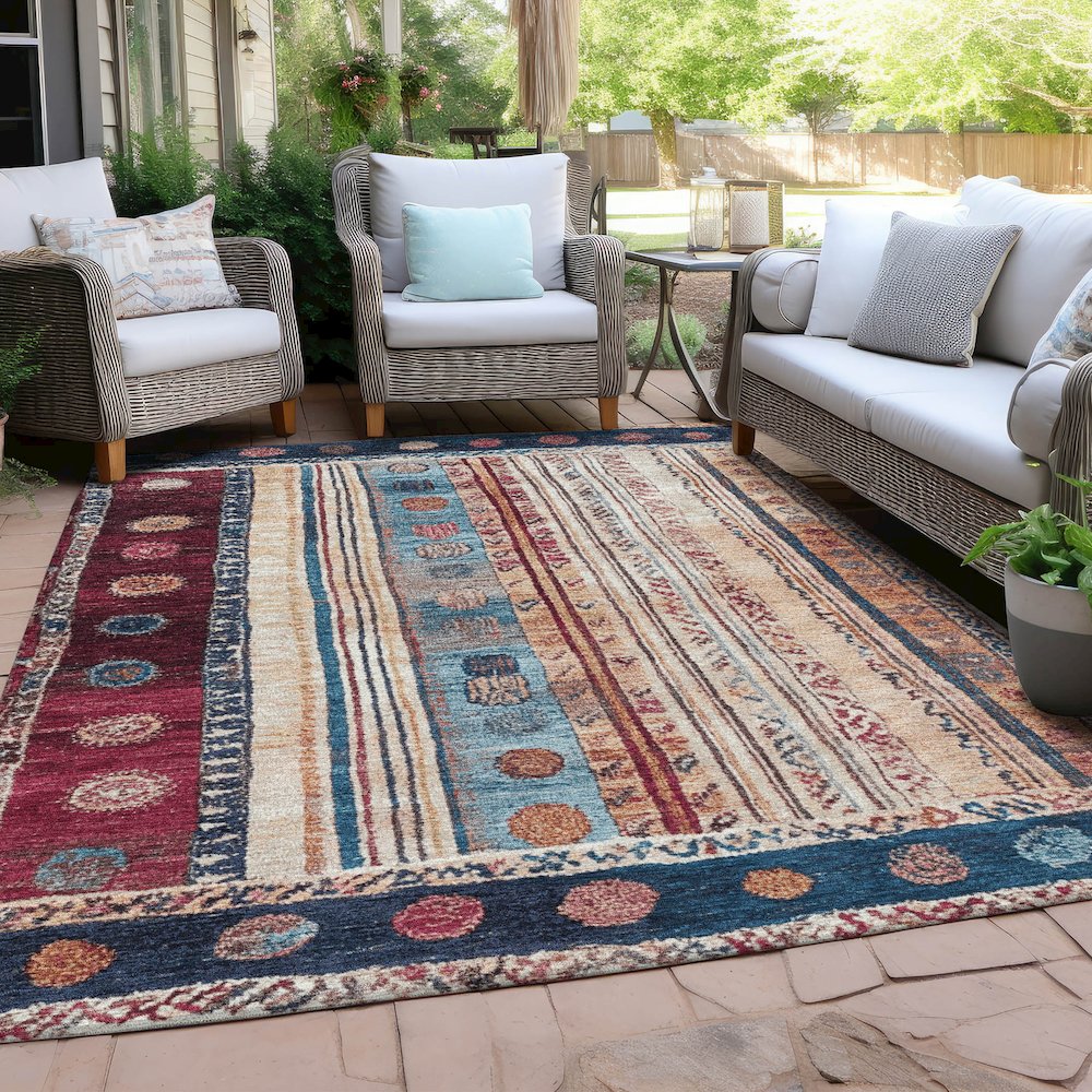 Machine Washable Indoor/Outdoor Chantille Navy 10' x 14' Rug. Picture 7