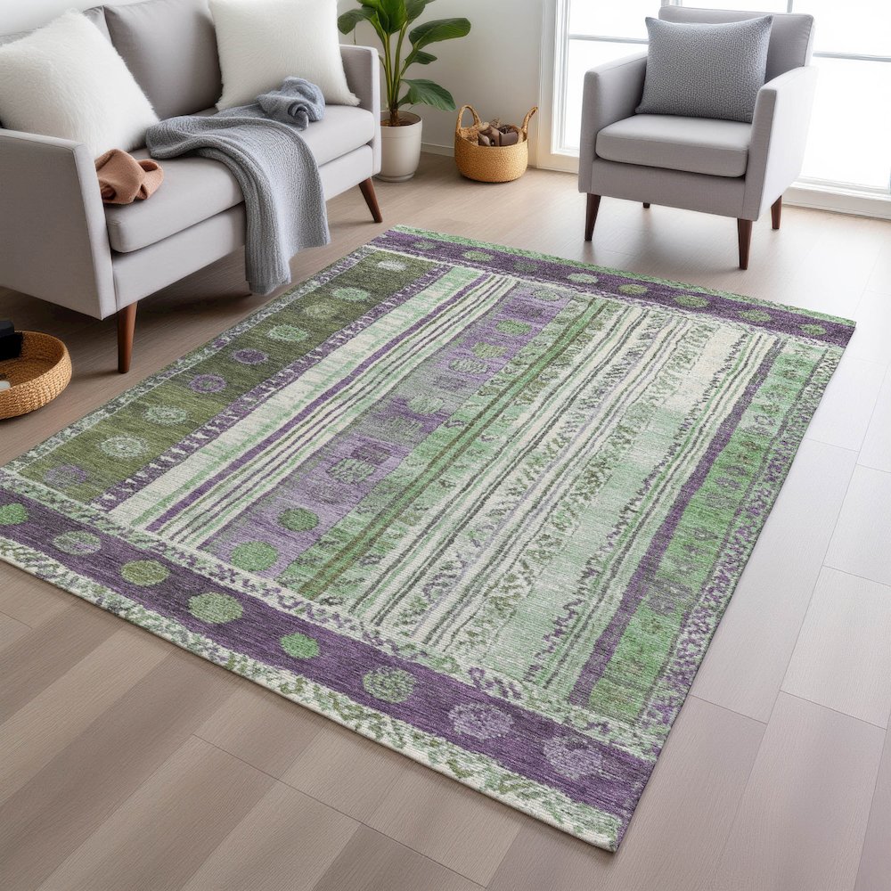Machine Washable Indoor/Outdoor Chantille Purple 10' x 14' Rug. Picture 5