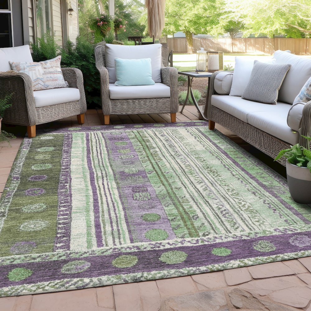 Machine Washable Indoor/Outdoor Chantille Purple 10' x 14' Rug. Picture 7