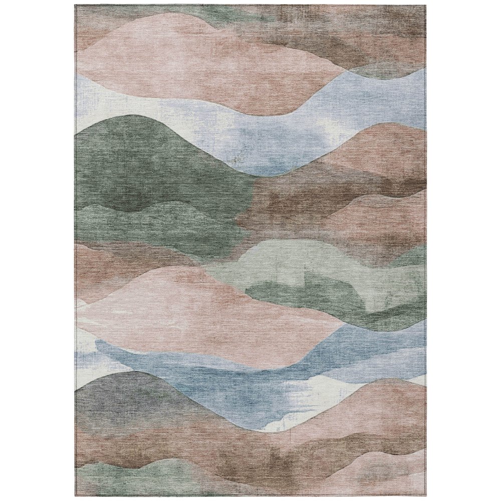 Machine Washable Indoor/Outdoor Chantille Salmon 10' x 14' Rug. Picture 1