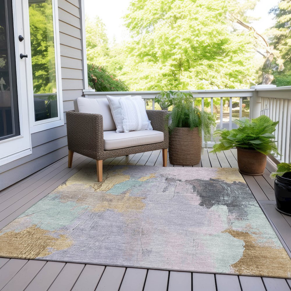 Machine Washable Indoor/Outdoor Chantille Lavender 10' x 14' Rug. Picture 8