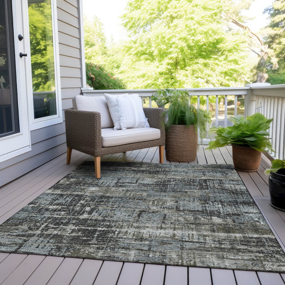 Machine Washable Indoor/Outdoor Chantille Charcoal 10' x 14' Rug. Picture 8