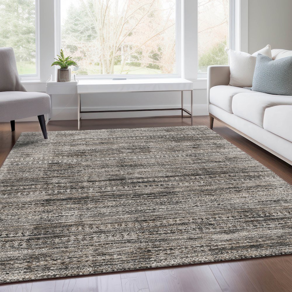Machine Washable Indoor/Outdoor Chantille Taupe 10' x 14' Rug. Picture 6