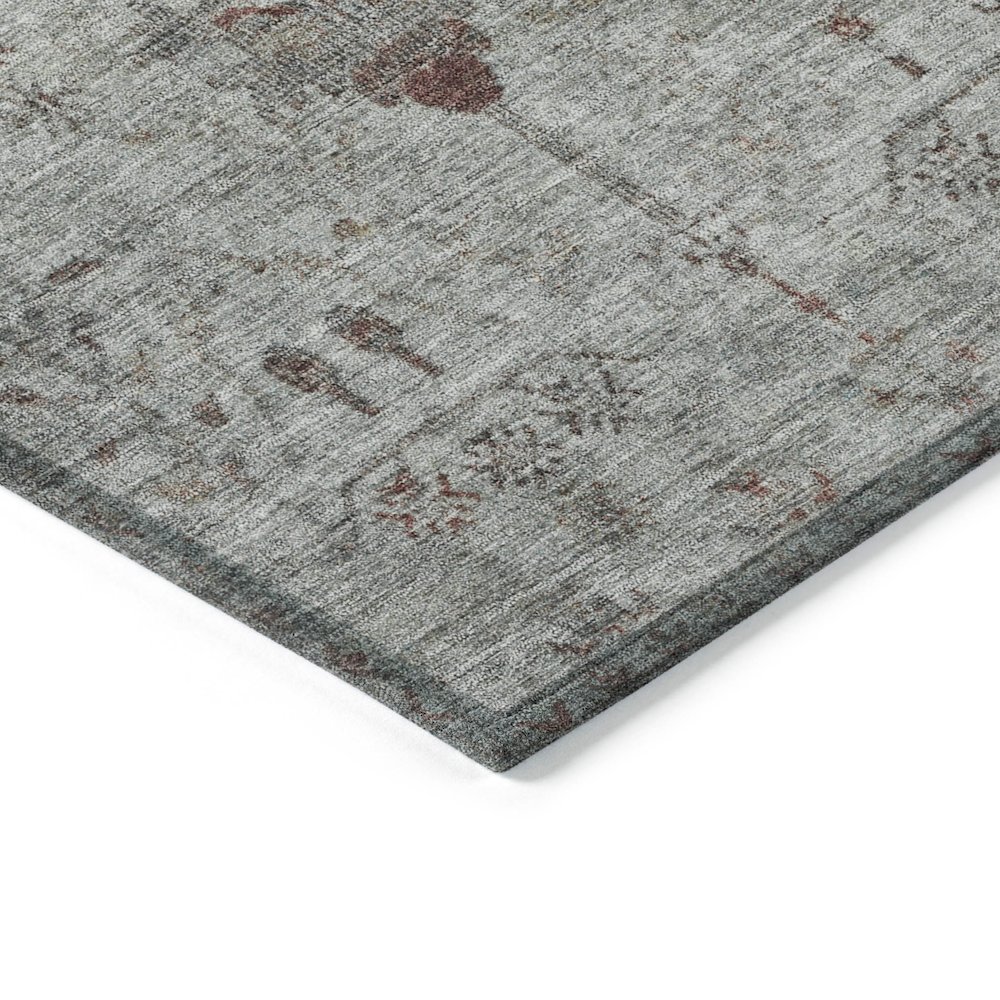 Machine Washable Indoor/Outdoor Chantille Gray 8' x 8' Round Rug. Picture 3