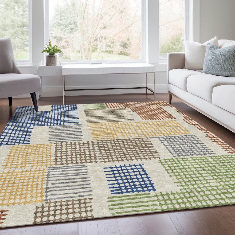 Machine Washable Indoor/Outdoor Chantille Putty 10' x 14' Rug. Picture 6