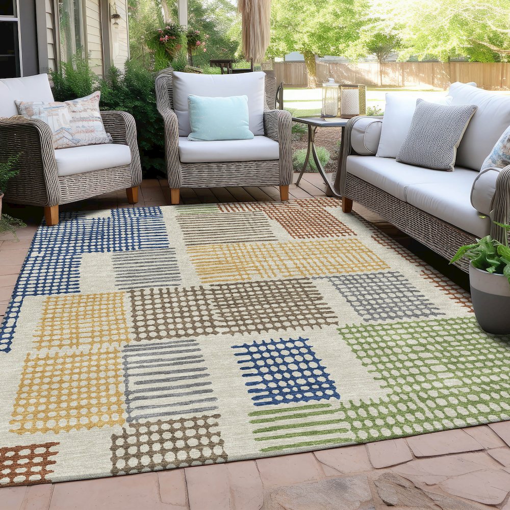Machine Washable Indoor/Outdoor Chantille Putty 10' x 14' Rug. Picture 7