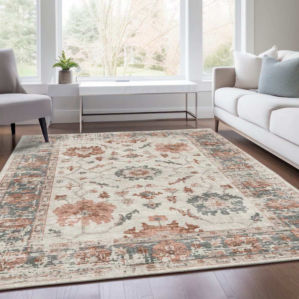 Machine Washable Indoor/Outdoor Chantille Linen 10' x 14' Rug. Picture 6