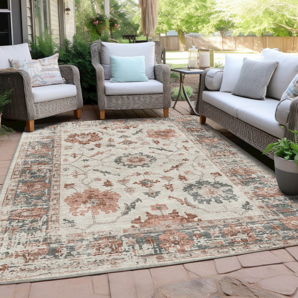 Machine Washable Indoor/Outdoor Chantille Linen 10' x 14' Rug. Picture 7