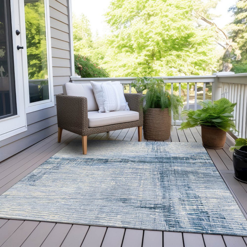 Machine Washable Indoor/Outdoor Chantille Sky 10' x 14' Rug. Picture 8