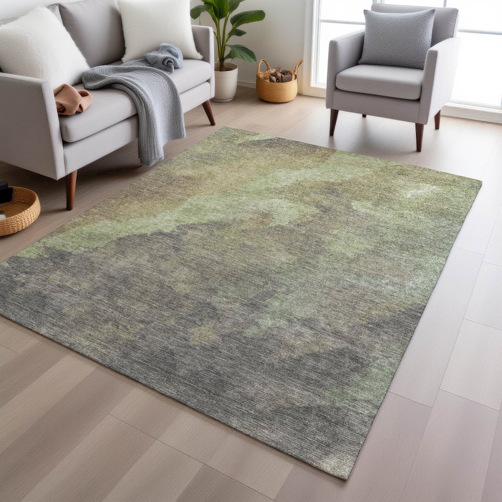 Machine Washable Indoor/Outdoor Chantille Aloe 10' x 14' Rug. Picture 5