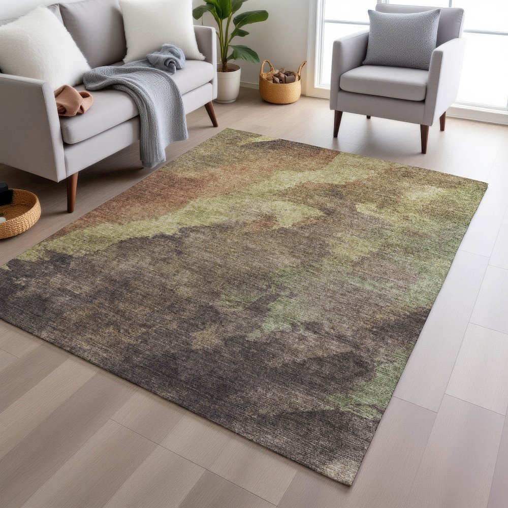 Machine Washable Indoor/Outdoor Chantille Mocha 10' x 14' Rug. Picture 5
