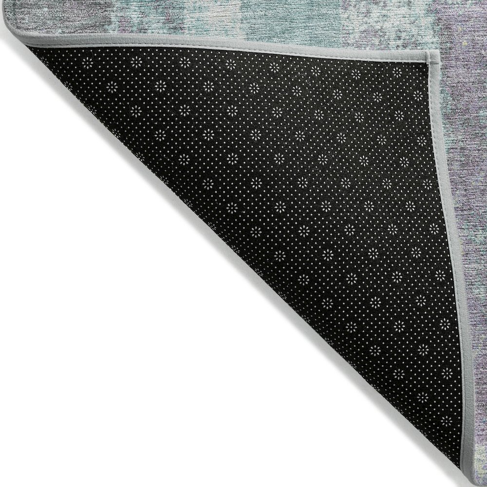 Machine Washable Indoor/Outdoor Chantille Teal 8' x 8' Round Rug. Picture 2